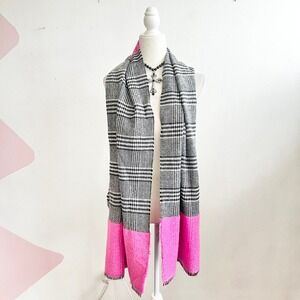 Steve Madden Houndstooth Scarf Chunky Knit‎ Classic Cozy Retro Preppy